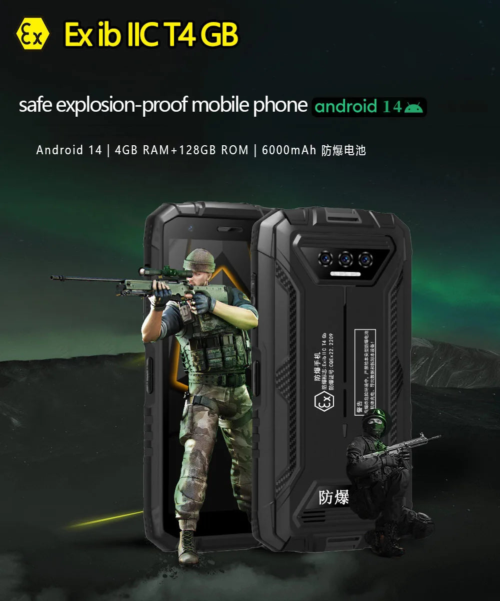 Explosion proof EX-S41 4GB 128GB Rugged Smartphone 6000mAh 13MP AI Triple Camera Cellphone NFC 4G Android 13 Mobile Phone