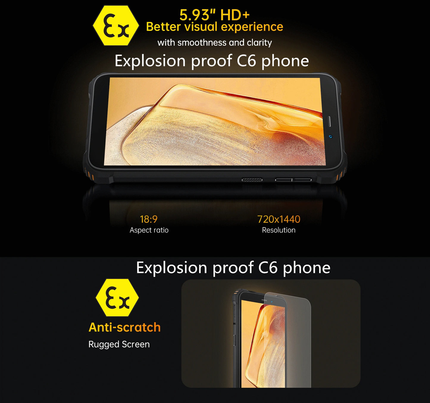 Google play Explosion-Proof C6-Smartphone Android 14 octa core, 4G/6G  5,93HD/128 GB 256GB 6300mAh Waterproof